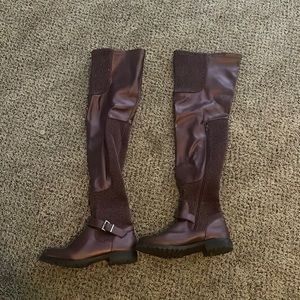 Just fab thigh high boots size 11 in women burgundy color